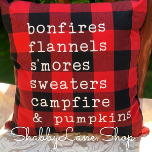 Bonfires Flannels - Red Buffalo plaid pillow  Shabby Lane   