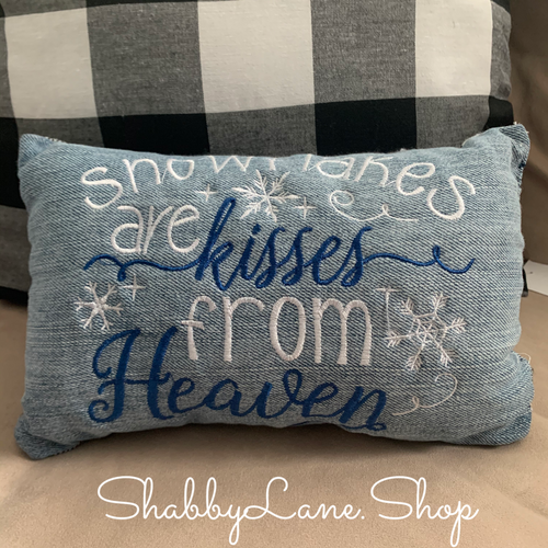 Snowflakes are kisses from heaven accent pillow dark blue  Shabby Lane   