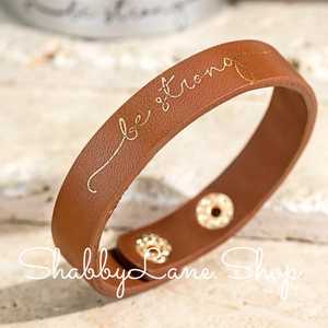Be Strong bracelet - brown Faux leather Shabby Lane   