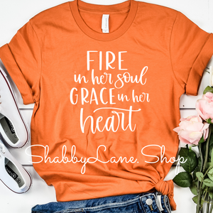 Fire in her soul - burnt orange tee Shabby Lane   