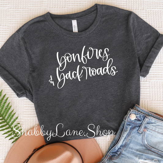 Bonfires and back roads - T-Shirt - Dark Gray tee Shabby Lane   