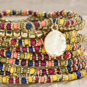 Gorgeous multi tone seed bead stacked bracelet Mixed beads Shabby Lane   