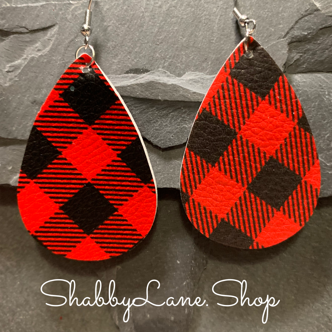 Buffalo plaid  earrings -Red style 3  Shabby Lane   