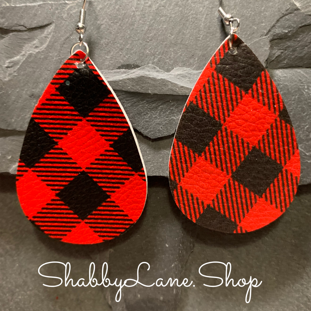 Buffalo plaid  earrings -Red style 3  Shabby Lane   