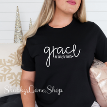 Load image into Gallery viewer, Grace always wins - black T-shirt tee Shabby Lane   