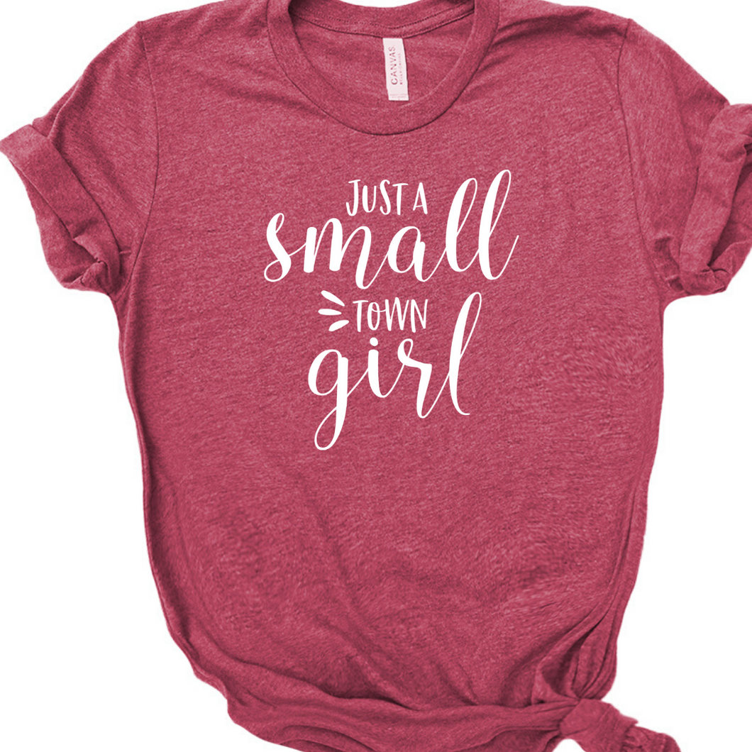 Just a Small Town Girl - Raspberry white tee Shabby Lane   