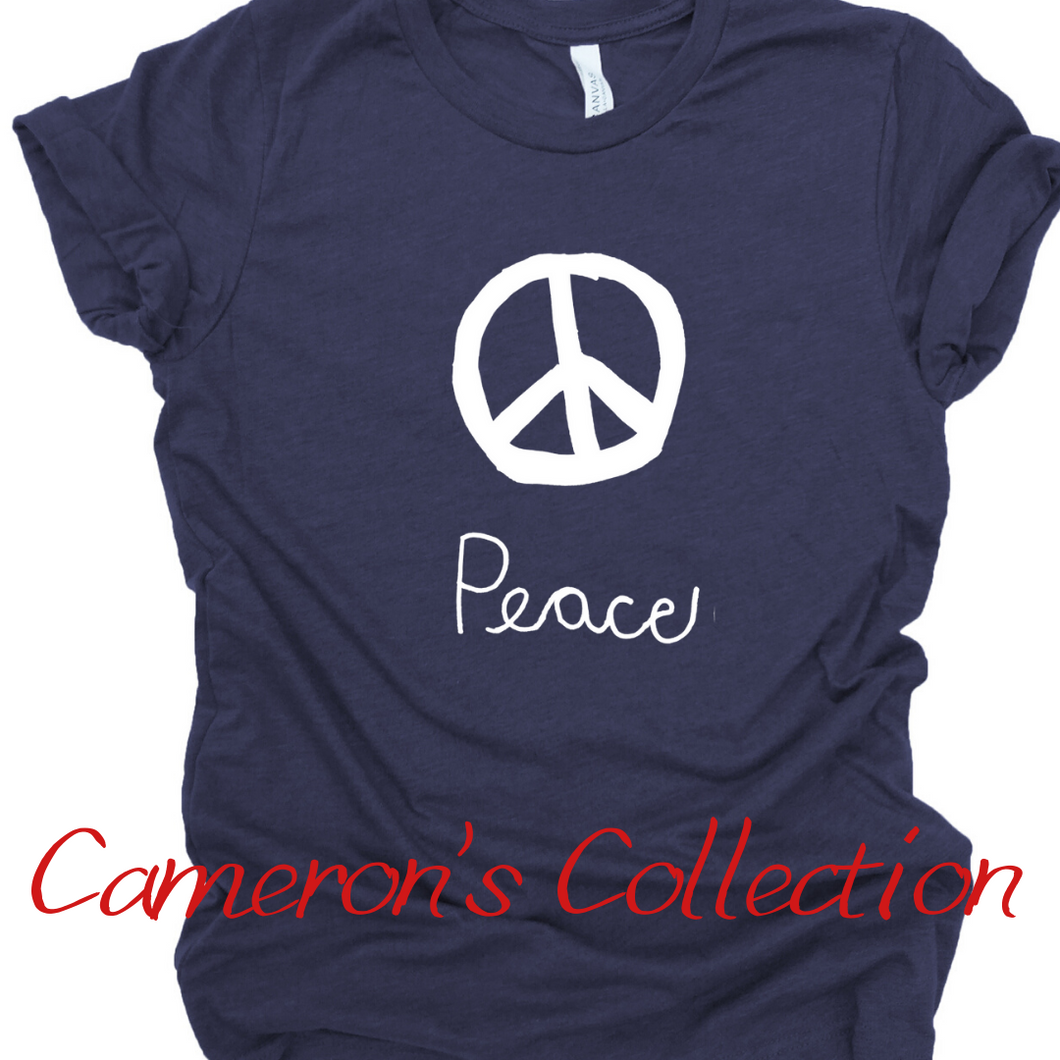 Peace - Cameron Collection Heather Navy tee Shabby Lane   
