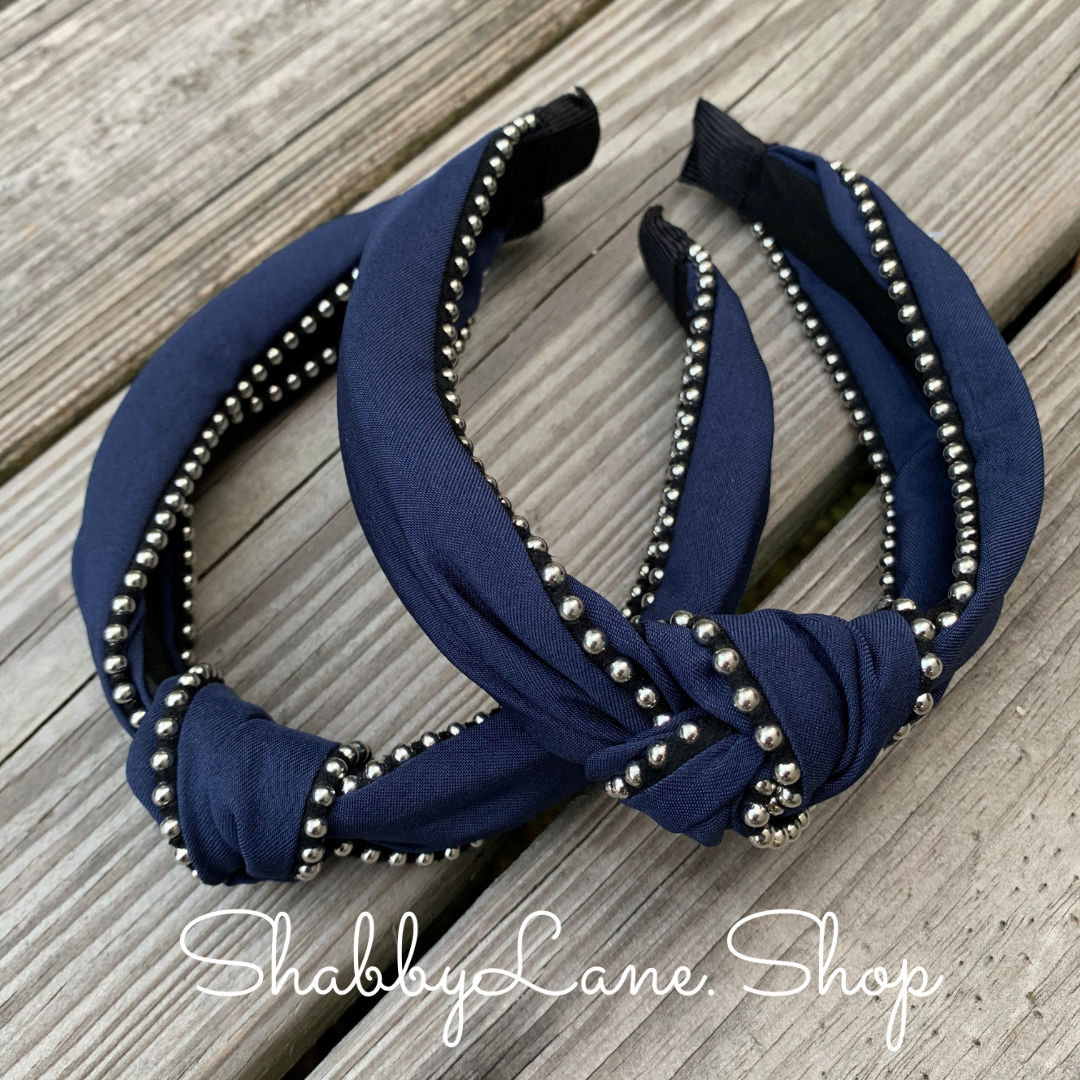 Beautiful Navy knotted headband  Shabby Lane   