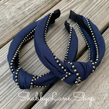 Load image into Gallery viewer, Beautiful Navy knotted headband  Shabby Lane   