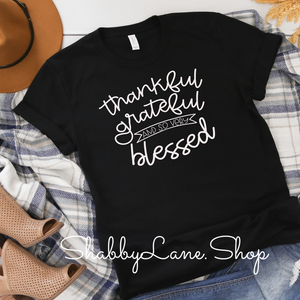 Thankful grateful and so very blessed - Black tee Shabby Lane   