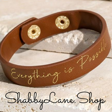 Load image into Gallery viewer, Everything is possible bracelet - brown Faux leather Shabby Lane   