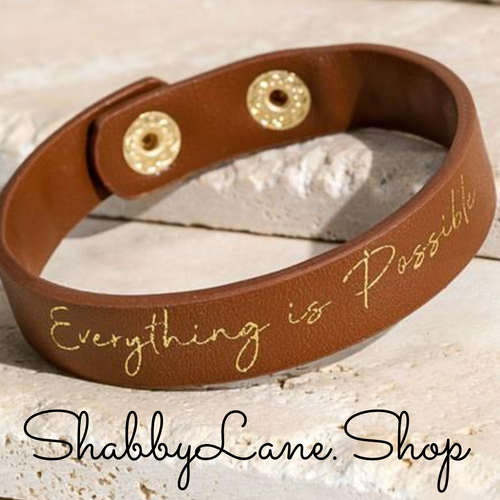 Everything is possible bracelet - brown Faux leather Shabby Lane   