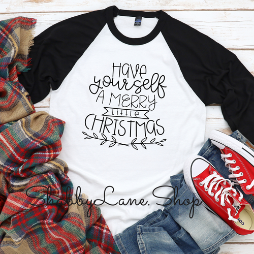 Have yourself a Merry little Christmas - black sleeves tee Shabby Lane   