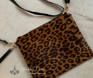 Leopard crossbody/wristlet  Shabby Lane Dark  