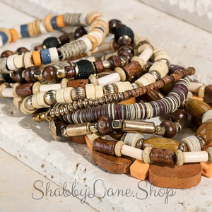 Gorgeous neutral tones mix bead stacked bracelet Faux leather Shabby Lane   