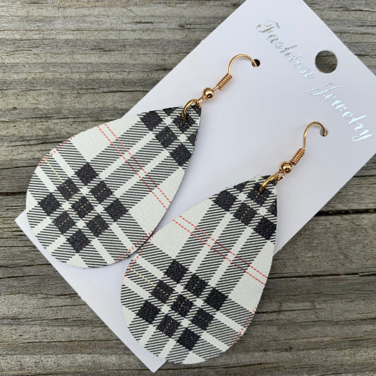 Buffalo plaid leather earrings  Shabby Lane   