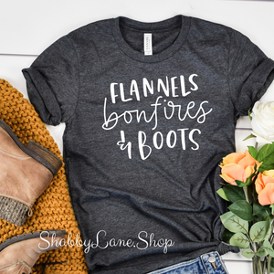 Flannels Bonfires and boots - T-shirt Dk Gray tee Shabby Lane   