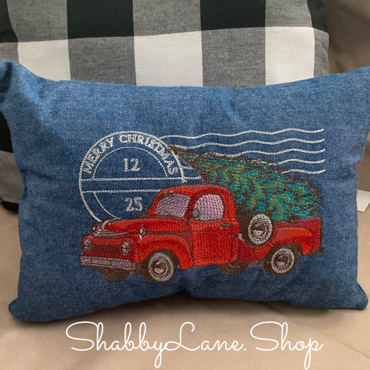 Red Truck Christmas pillow  accent  Shabby Lane   