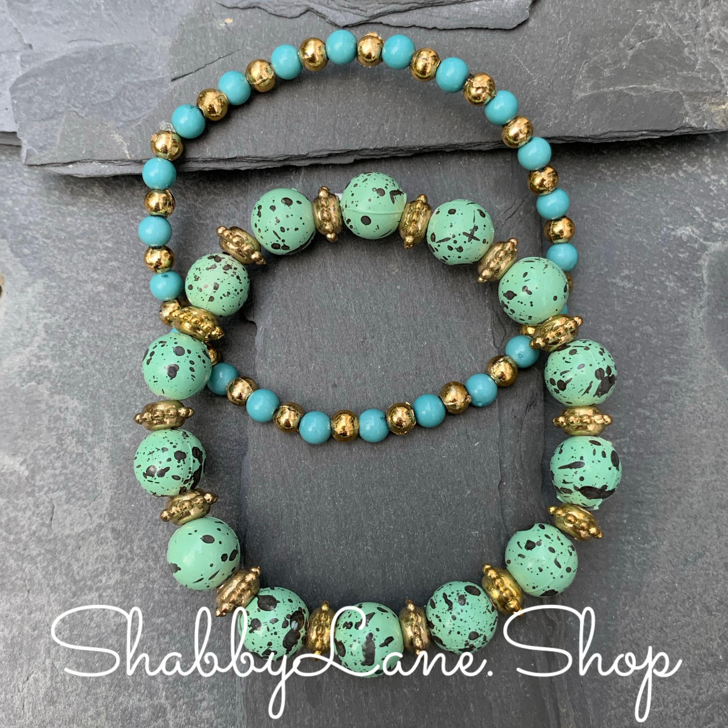 Beaded bracelet duo -  2  Shabby Lane   