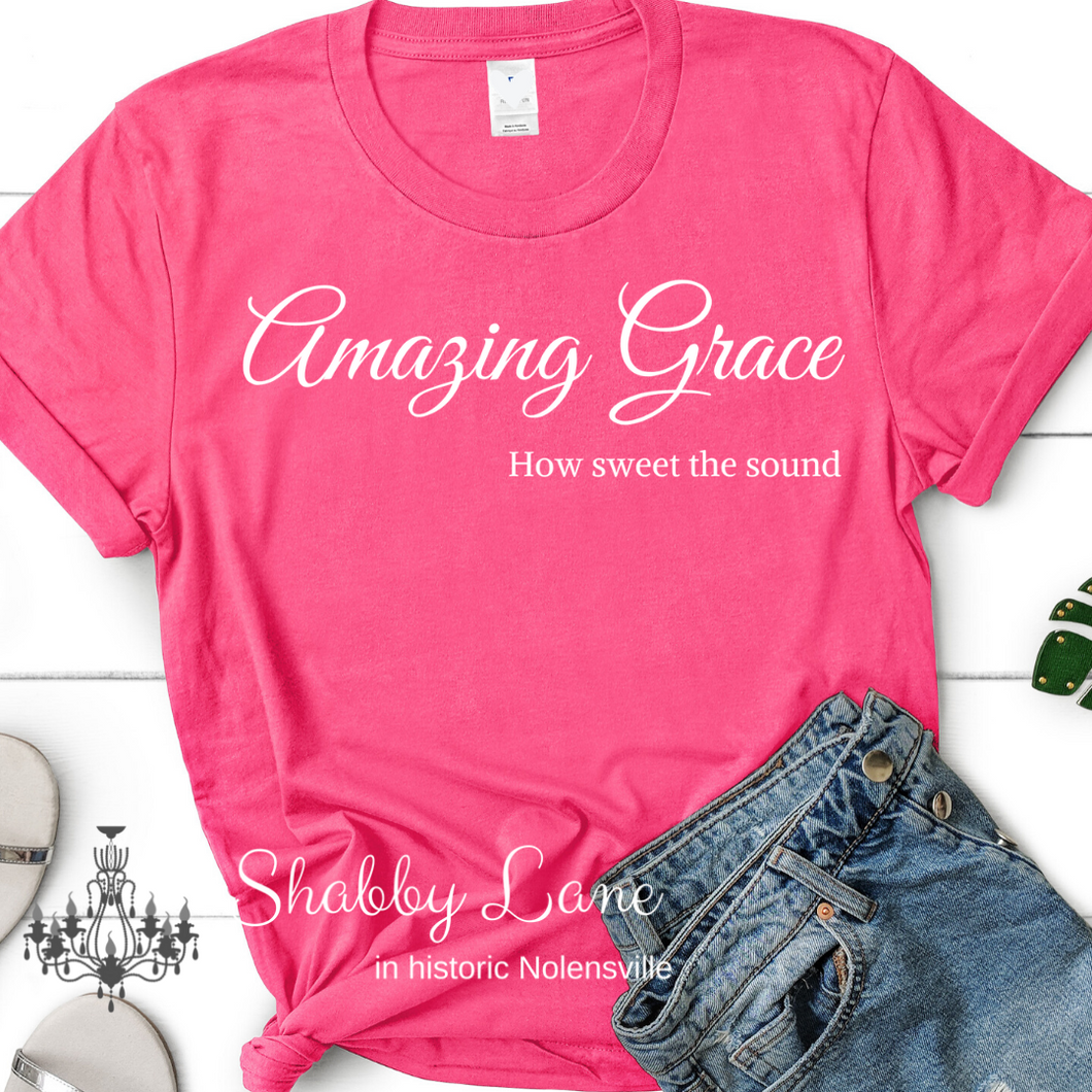 Amazing Grace how sweet the sound t-shirt pink tee Shabby Lane   