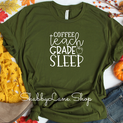 Coffee teach grade sleep! - Olive tee Shabby Lane   