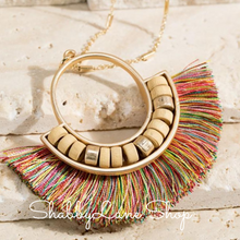 Load image into Gallery viewer, Fan Tassel  necklace -Multi color  Shabby Lane   