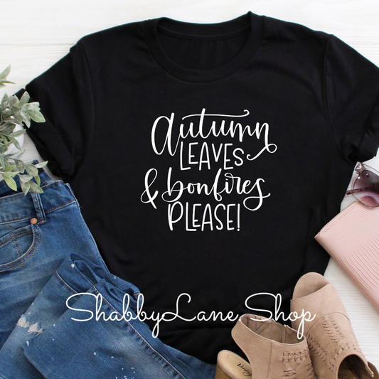 Autumn Leaves and Bonfires please! Black tee Shabby Lane   