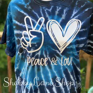 Peace and Love tie dye T-shirt - dark blue tee Shabby Lane   