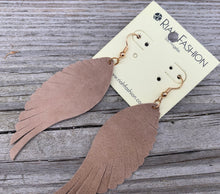 Load image into Gallery viewer, Leather  feathered earrings  Shabby Lane   