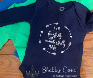 I am fearfully and wonderfully made Infant onesie  Shabby Lane   