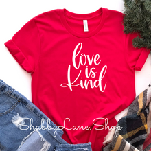 Load image into Gallery viewer, Love is kind - red T-shirt tee Shabby Lane   