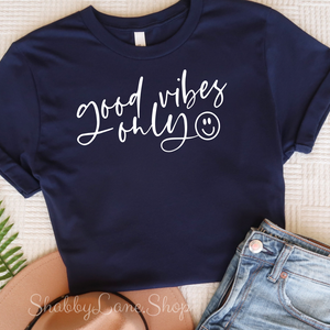 Good Vibes Only- T-shirt Navy tee Shabby Lane   
