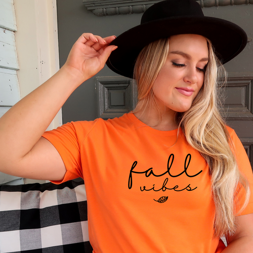 Fall vibes leaf - orange T-shirt tee Shabby Lane   