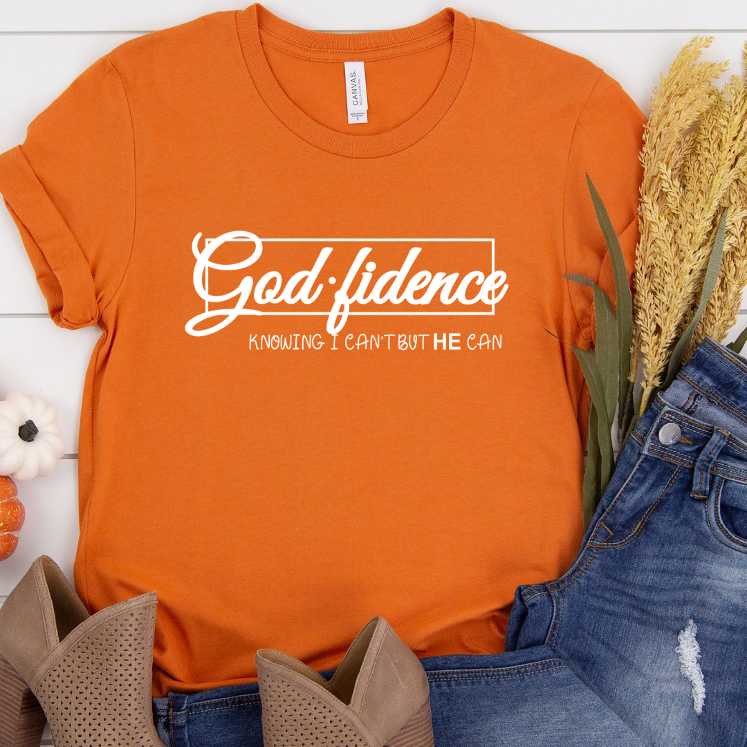 God Fidence - Orange tee Shabby Lane   