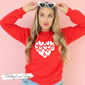 Lots of hearts - sweatshirt- Red tee Shabby Lane   