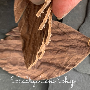 Crumpled leather fringe earrings - brown  Shabby Lane   