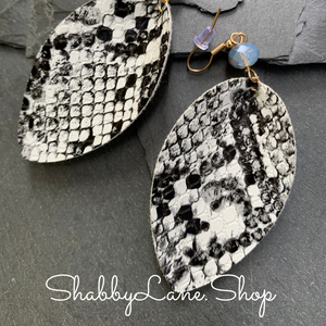 Snakeskin earrings -bead accent  Shabby Lane   