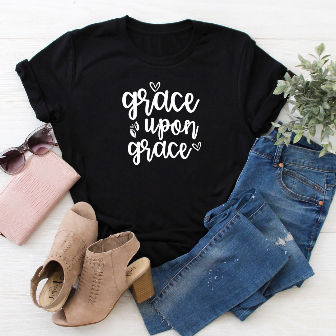 Grace upon Grace - black tee Shabby Lane   