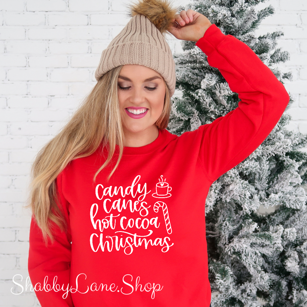 Candy Cane Hot Cocoa Christmas- sweatshirt- red tee Shabby Lane   