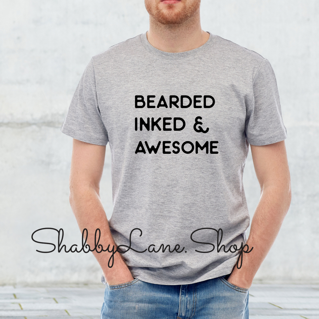 Bearded, inked and awesome- gray tee Shabby Lane   