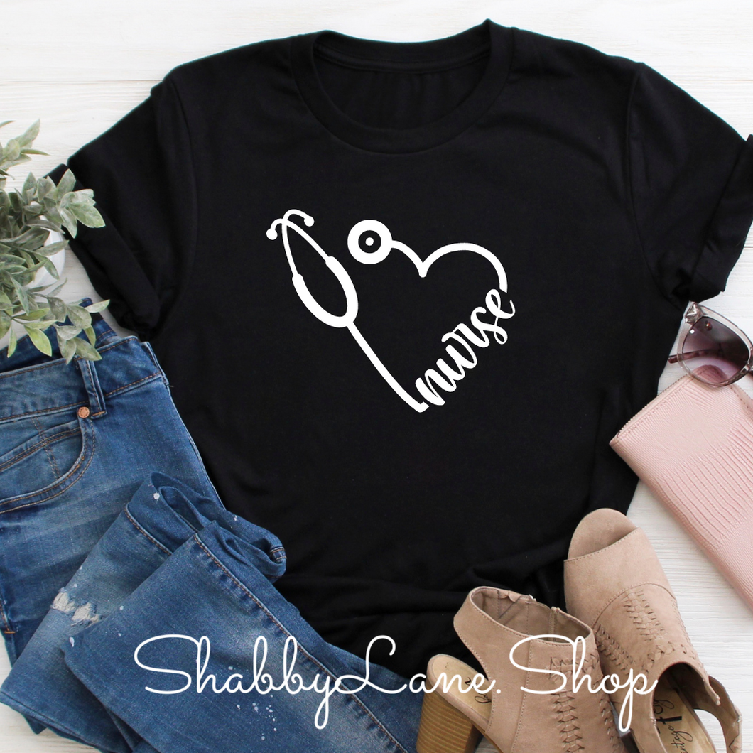 Nurse heart - Black T-shirt tee Shabby Lane   