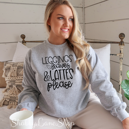 Leggings leaves and lattes - sweatshirt- Gray tee Shabby Lane   