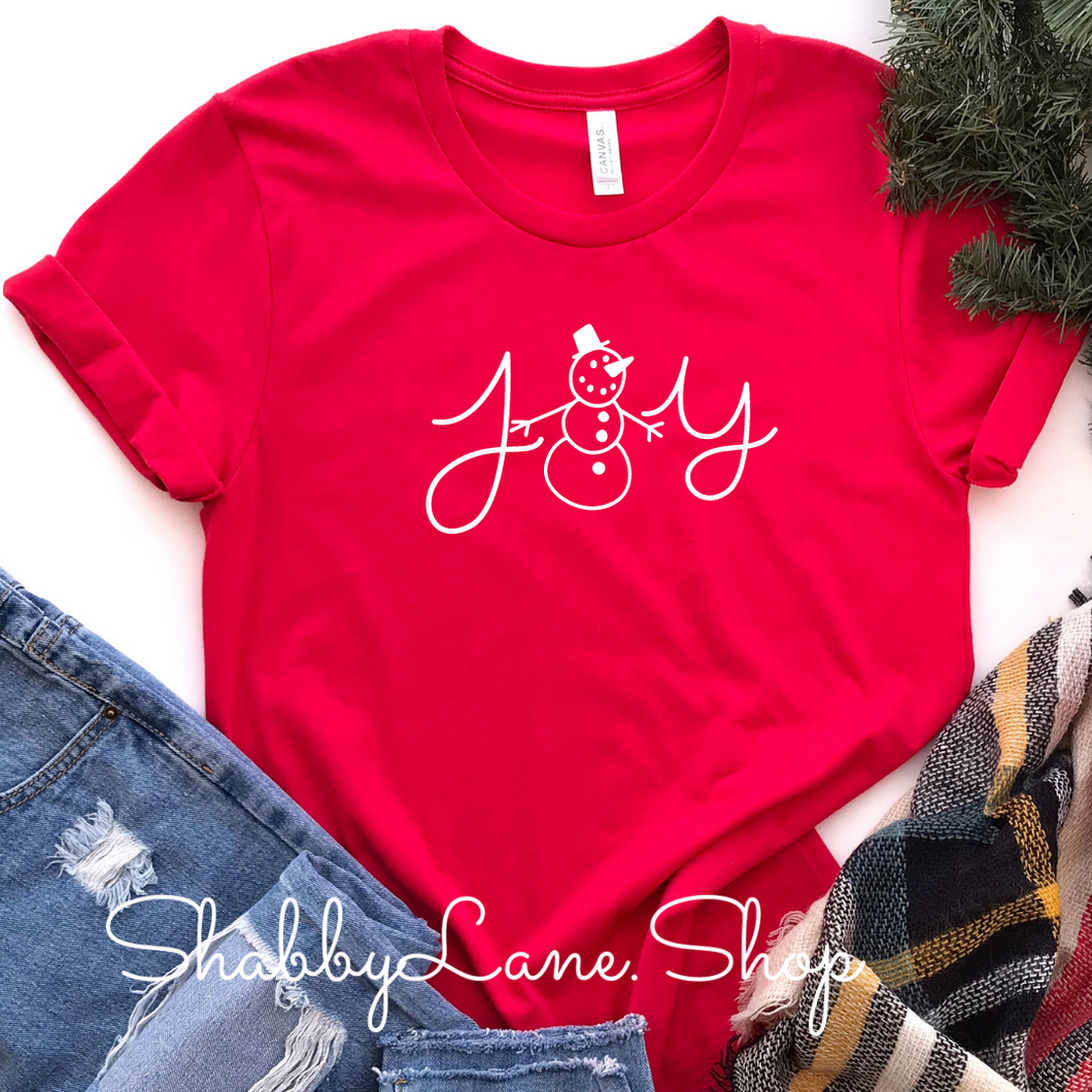 Joy Snowman - Red Short Sleeve tee Shabby Lane   