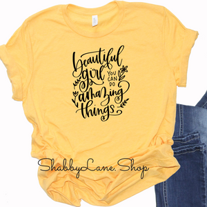 Beautiful Girl - Yellow T-shirt tee Shabby Lane   