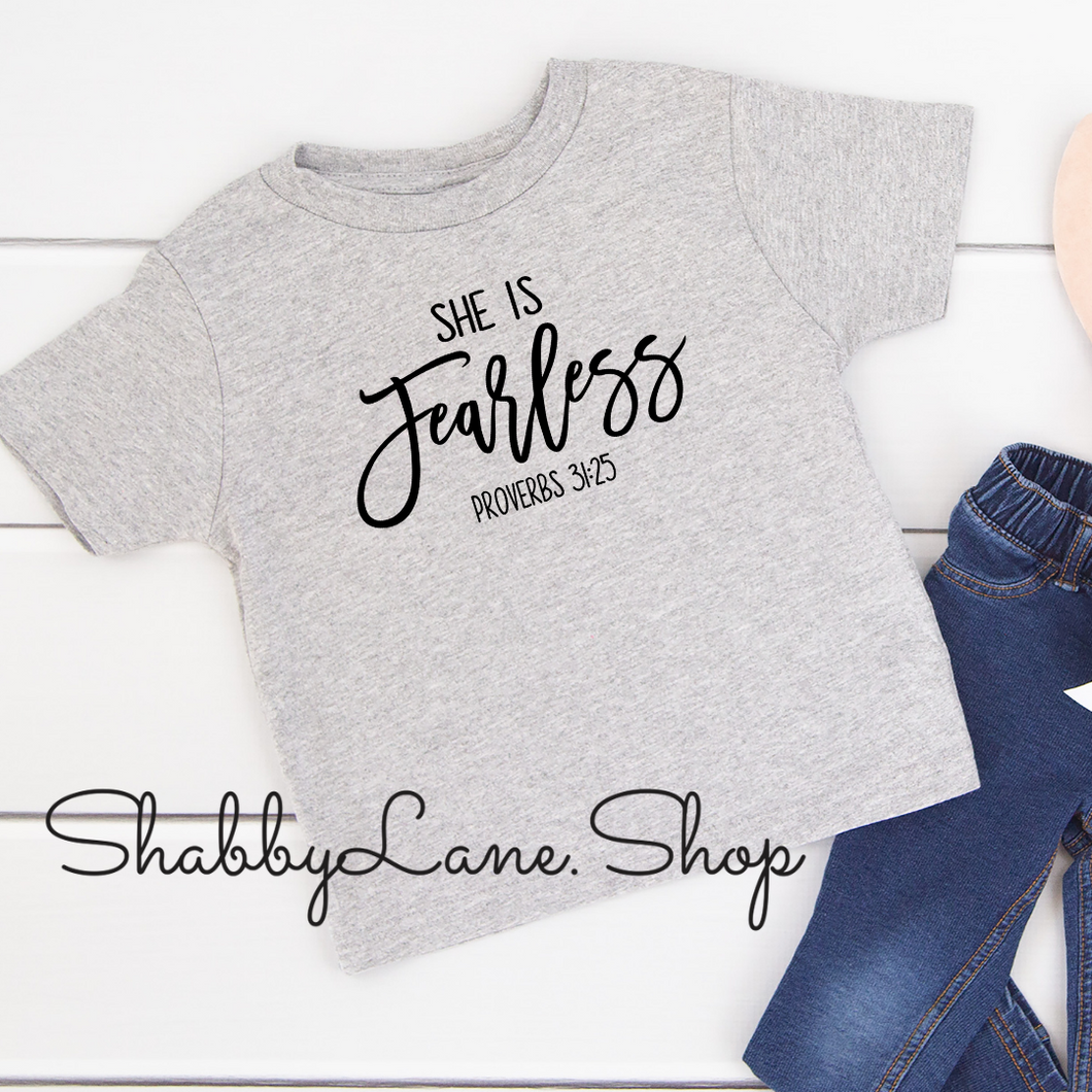 She is Fearless - toddler/kids - grey T-shirt  Shabby Lane   