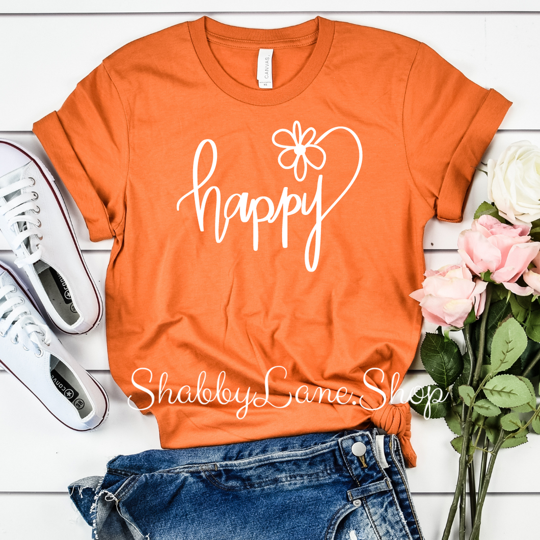 Happy- orange t-shirt tee Shabby Lane   