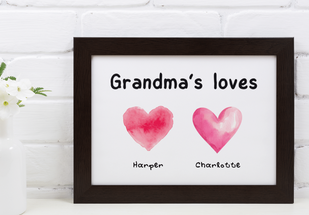 Grandma’s Loves 2 children names - personalized 8x10 print  Shabby Lane   