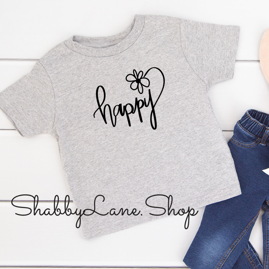 Happy- toddler/kids - grey T-shirt  Shabby Lane   