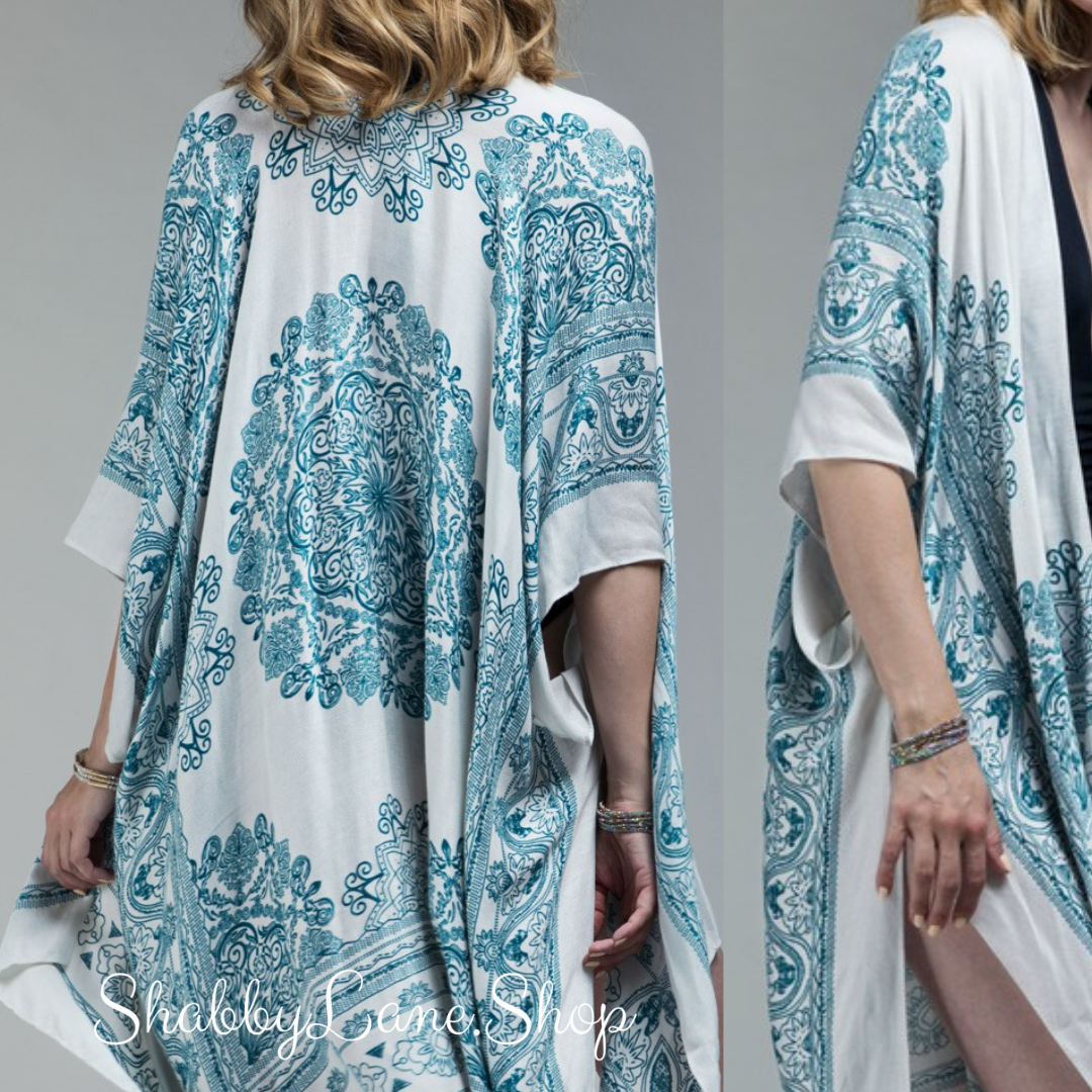 Floral and paisley teal kimono  Shabby Lane   