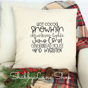 Hot cocoa snowman - white pillow  Shabby Lane   